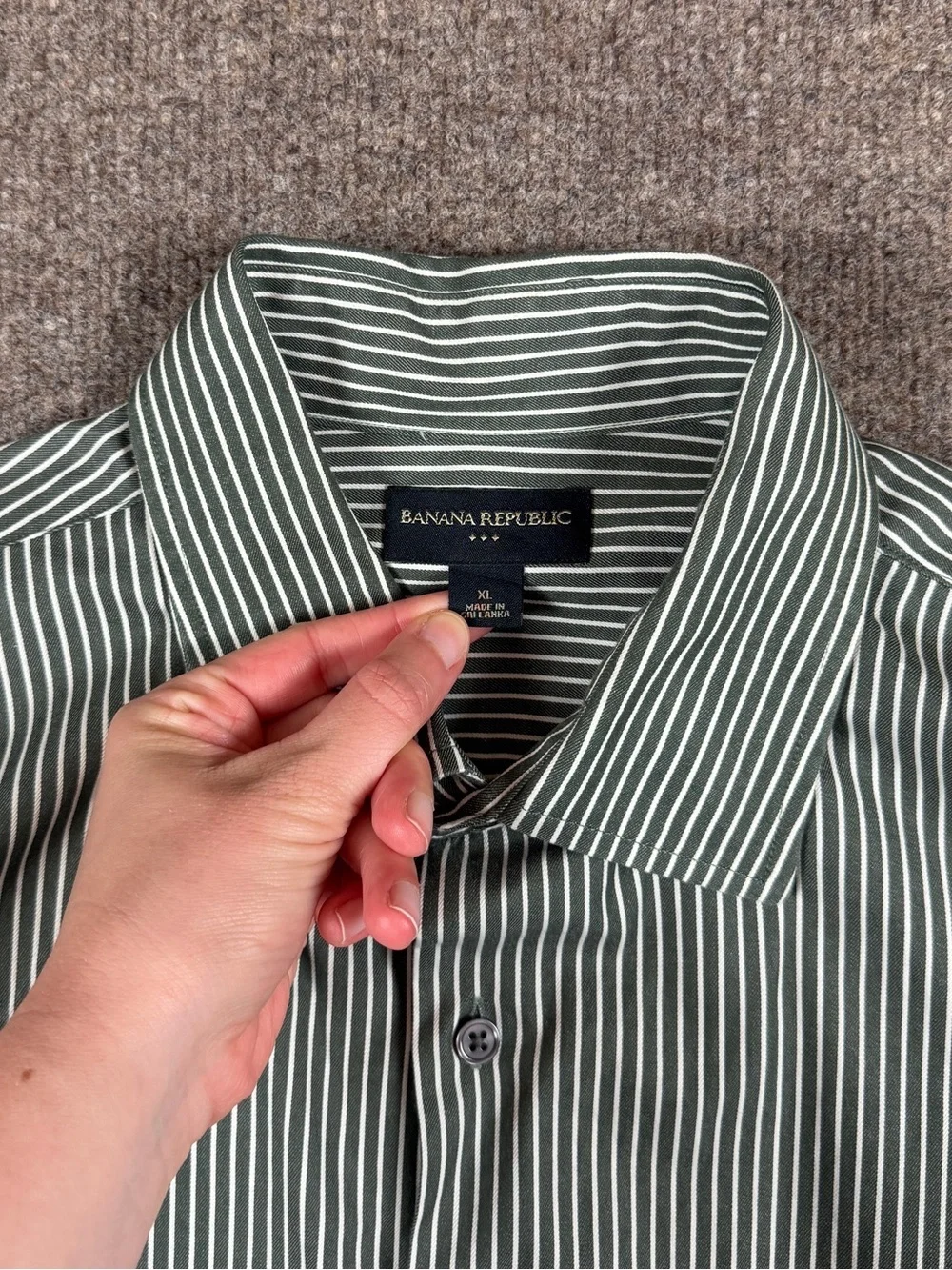 Banana‎ Republic Green Striped Button Up Long Sleeve Shirt Men’s XL 100% Cotton